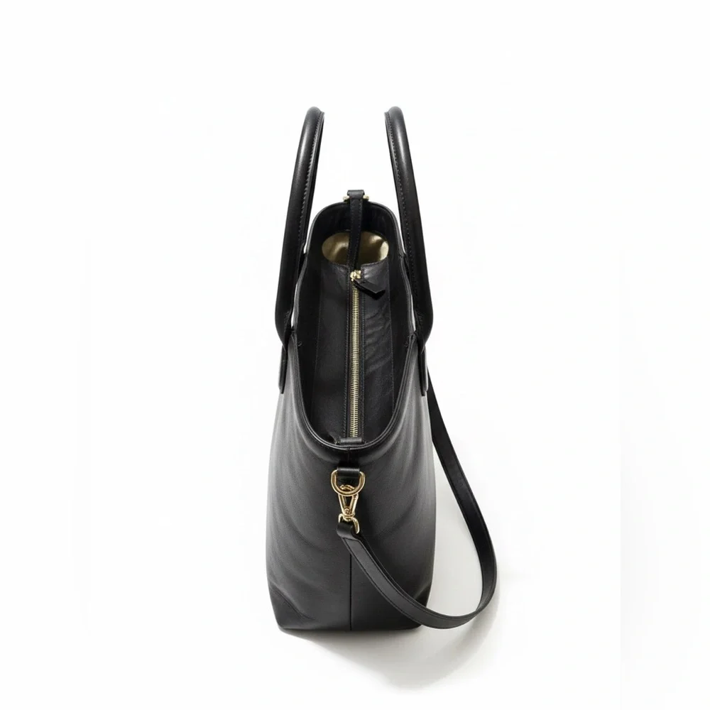 Kate Spade New York Staci Large Black Leather Satchel Shoulder Bag Gold Hardware
